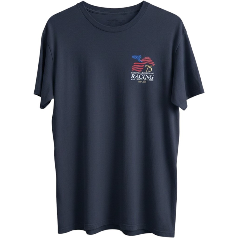 Gildan National Museum of Racing Hall of Fame T Shirt Large Navy Blue Horse 75th